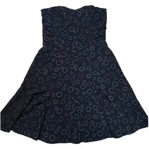 American‎ Eagle Dress Navy Blue Strapless Mini Dot Circle Print Women's 2 Party